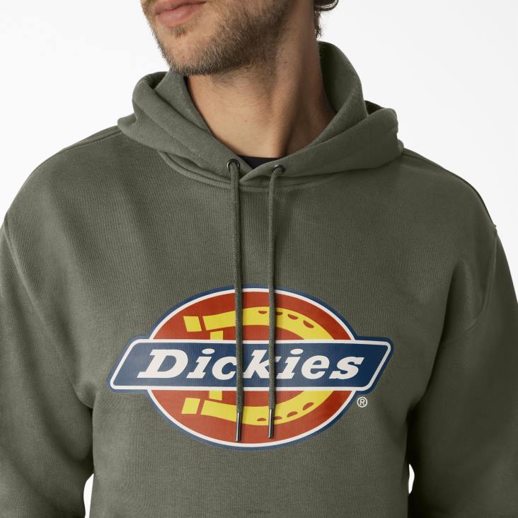 Heren Dickies waterafstotende driekleurige hoodie met logo mosgroen (ms) kleding 6F0X1109