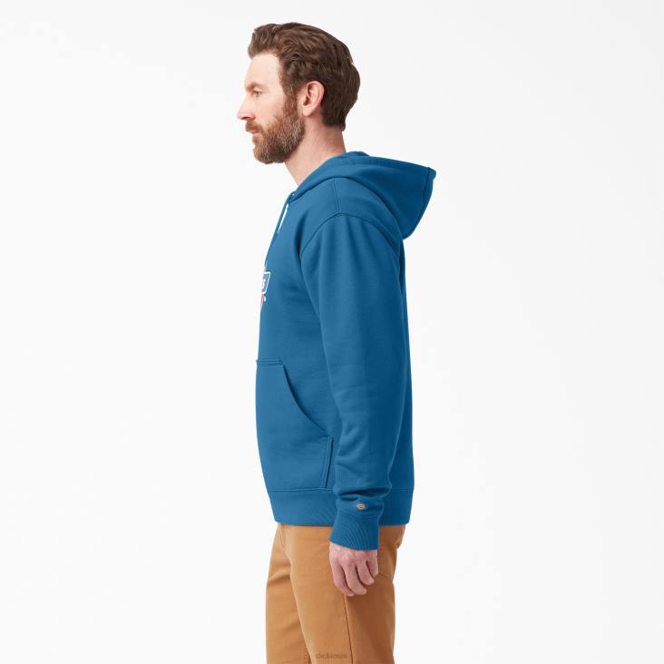 Heren Dickies waterafstotende driekleurige hoodie met logo vallarta blauw (v2b) kleding 6F0X1110