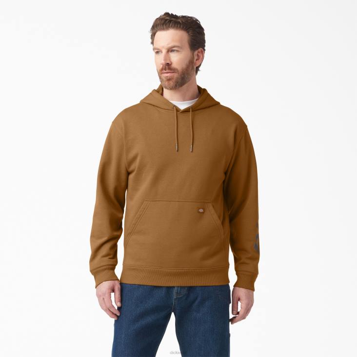 Heren Dickies waterafstotende hoodie met logo op de mouw bruine eend (bd) kleding 6F0X1035