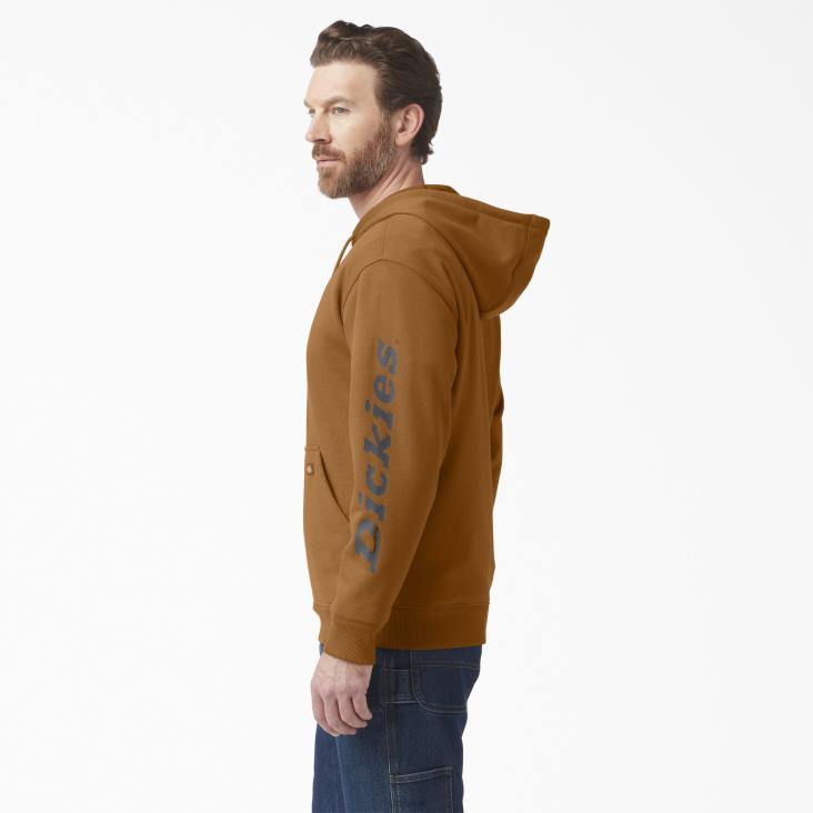 Heren Dickies waterafstotende hoodie met logo op de mouw bruine eend (bd) kleding 6F0X1035
