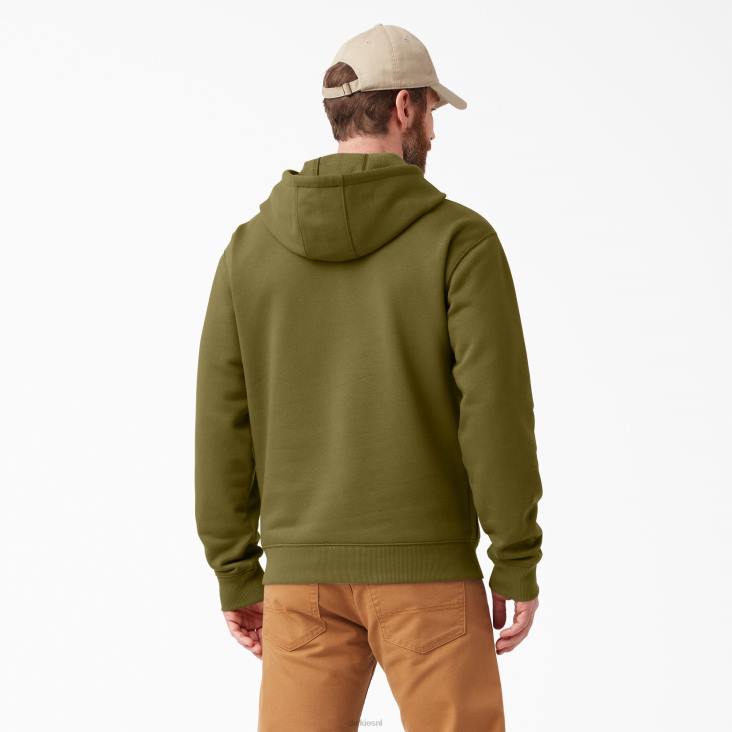 Heren Dickies waterafstotende hoodie met logo op de mouw groen mos (g2m) kleding 6F0X1037
