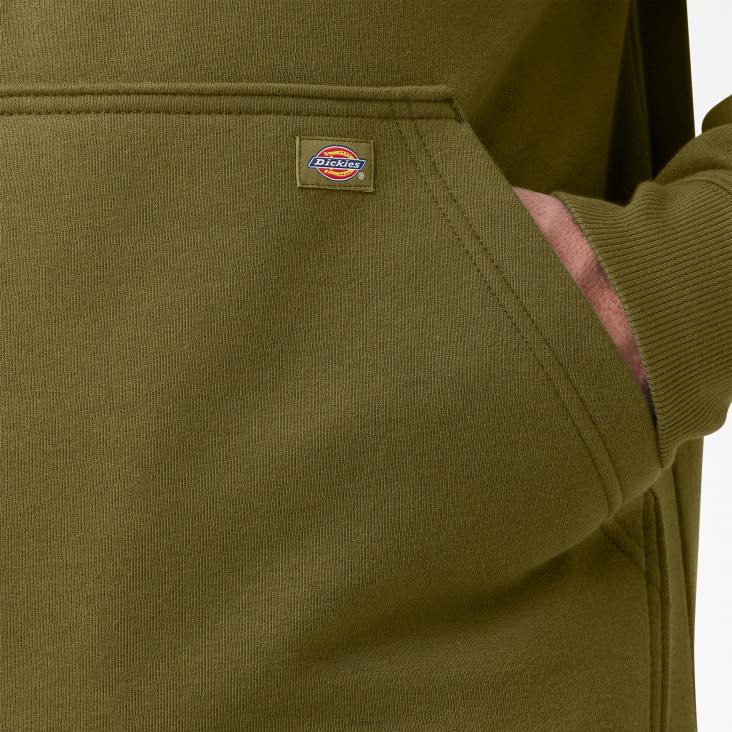 Heren Dickies waterafstotende hoodie met logo op de mouw groen mos (g2m) kleding 6F0X1037