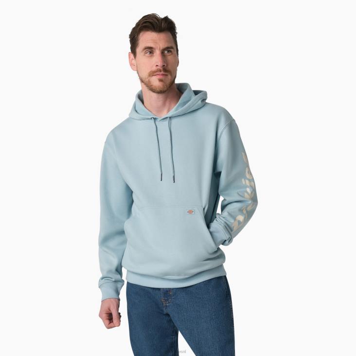 Heren Dickies waterafstotende hoodie met logo op de mouw helder blauw eu kleding 6F0X1036 6F0X1036 Legendarische werkkleding Dickies Nederland Dickies tuinbroek met compromisloze duurzaamheid