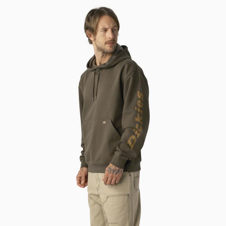 Heren Dickies waterafstotende hoodie met logo op de mouw mosgroen (ms) kleding 6F0X1042