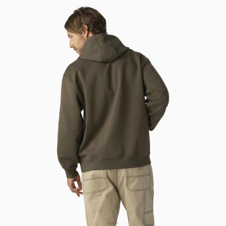 Heren Dickies waterafstotende hoodie met logo op de mouw mosgroen (ms) kleding 6F0X1042