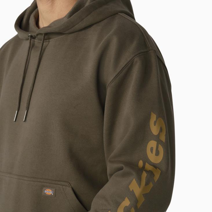 Heren Dickies waterafstotende hoodie met logo op de mouw mosgroen (ms) kleding 6F0X1042