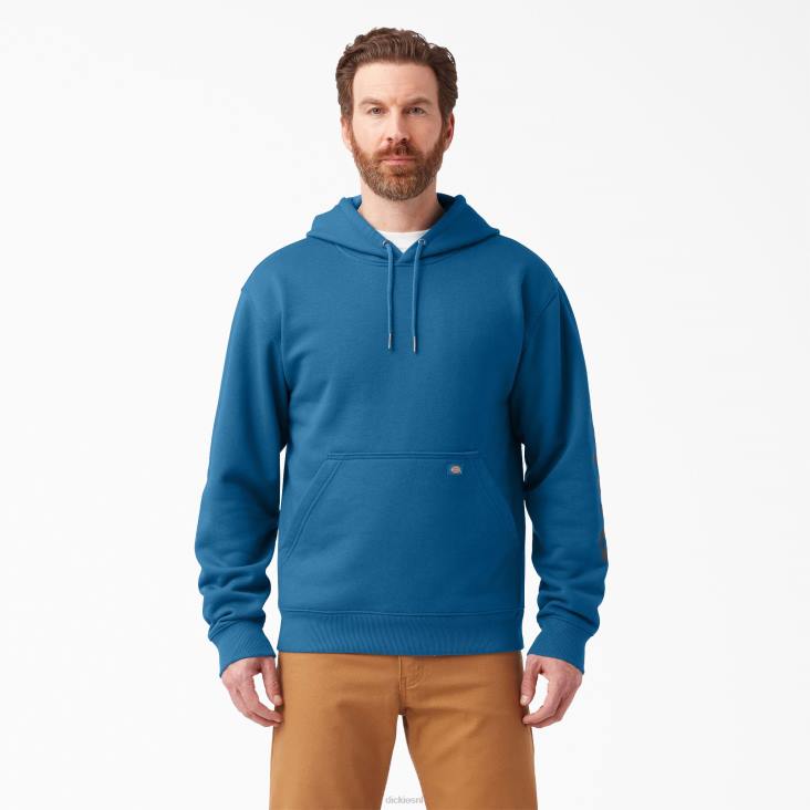 Heren Dickies waterafstotende hoodie met logo op de mouw vallarta blauw (v2b) kleding 6F0X1044