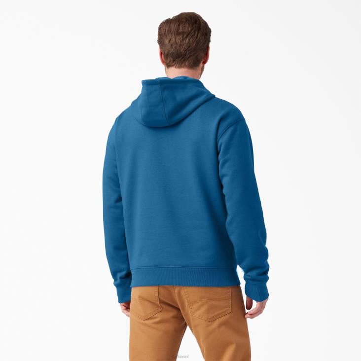 Heren Dickies waterafstotende hoodie met logo op de mouw vallarta blauw (v2b) kleding 6F0X1044