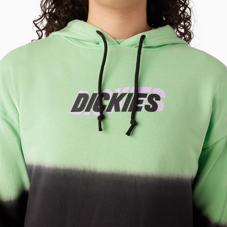 vrouwen Dickies cropped ombre-hoodie appelmunt/zwart dip dye (amd) kleding 6F0X2334