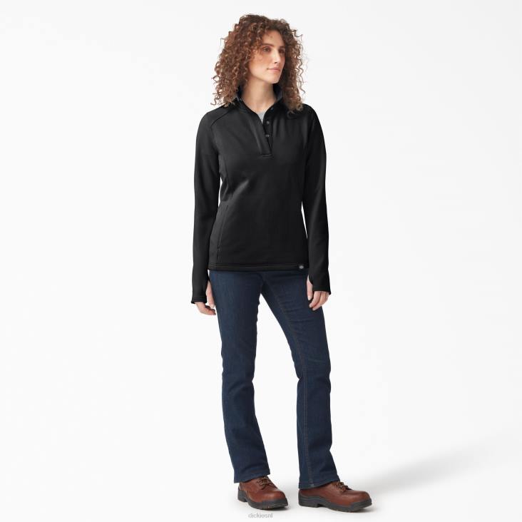 vrouwen Dickies duratech maverick half-snap fleece zwart (kbk) kleding 6F0X2361