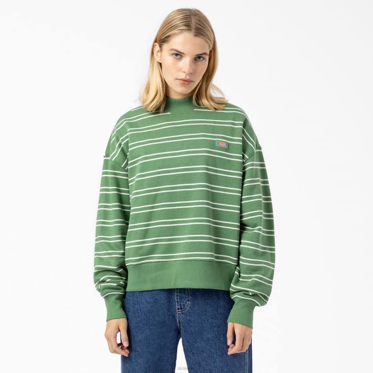 vrouwen Dickies westover gestreept sweatshirt wit/groene streep (gws) kleding 6F0X2290