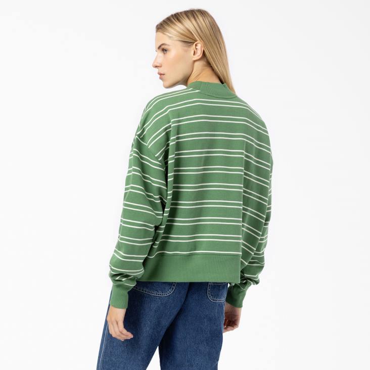 vrouwen Dickies westover gestreept sweatshirt wit/groene streep (gws) kleding 6F0X2290