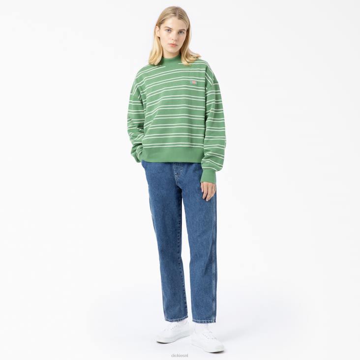 vrouwen Dickies westover gestreept sweatshirt wit/groene streep (gws) kleding 6F0X2290