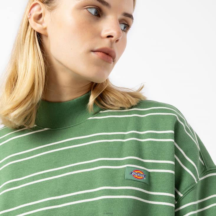 vrouwen Dickies westover gestreept sweatshirt wit/groene streep (gws) kleding 6F0X2290
