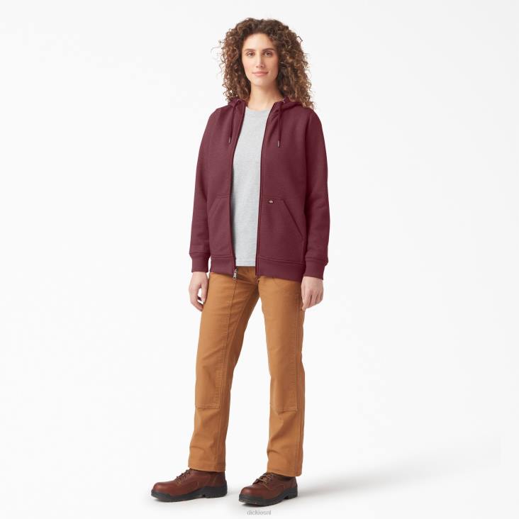 vrouwen Dickies zware fleece hoodie met volledige rits bordeaux heide (byh) kleding 6F0X2285