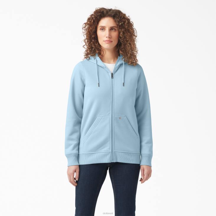 vrouwen Dickies zware fleece hoodie met volledige rits helder blauw (eu) kleding 6F0X2286