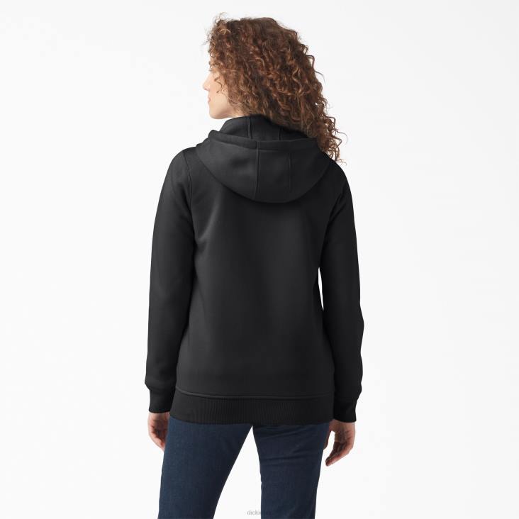 vrouwen Dickies zware fleece hoodie met volledige rits zwart (kbk) kleding 6F0X2288