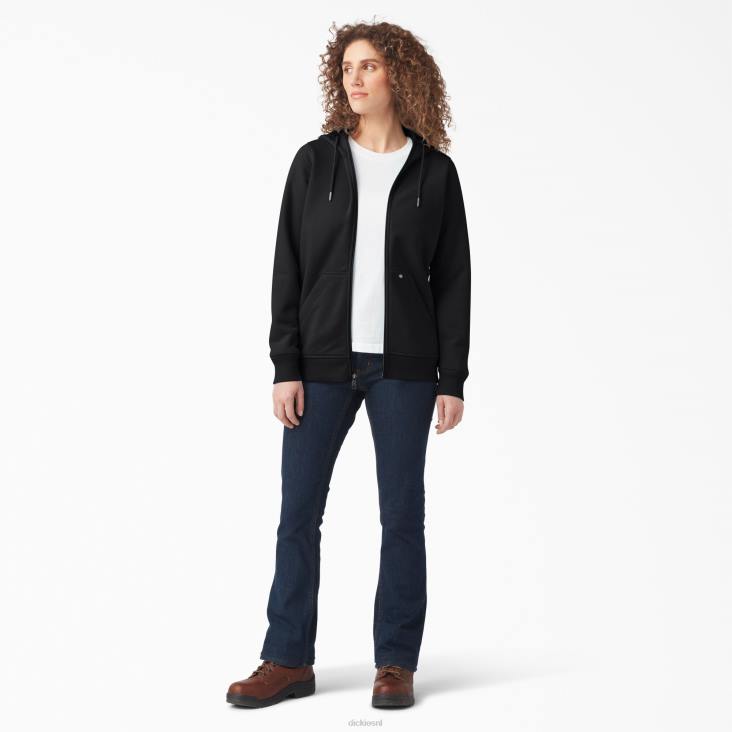 vrouwen Dickies zware fleece hoodie met volledige rits zwart (kbk) kleding 6F0X2288