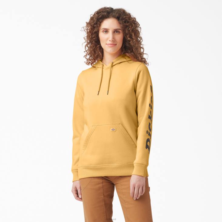 vrouwen Dickies zware trui met logo op de mouw oranje gloed (og3) kleding 6F0X2311