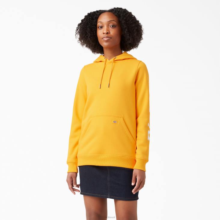 vrouwen Dickies zware trui met logo op de mouw stralend geel (r2y) kleding 6F0X2312