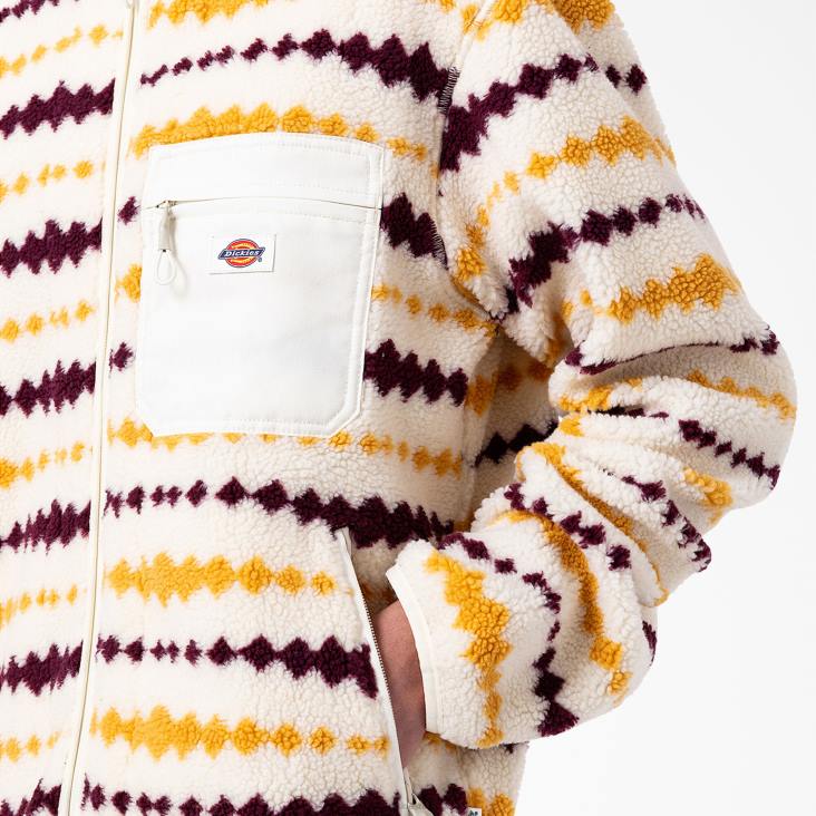 Heren Dickies Falkville fleecejack ecru/druif (egd) kleding 6F0X1165