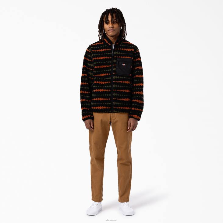 Heren Dickies Falkville fleecejack zwart/militair groen (bmn) kleding 6F0X1164