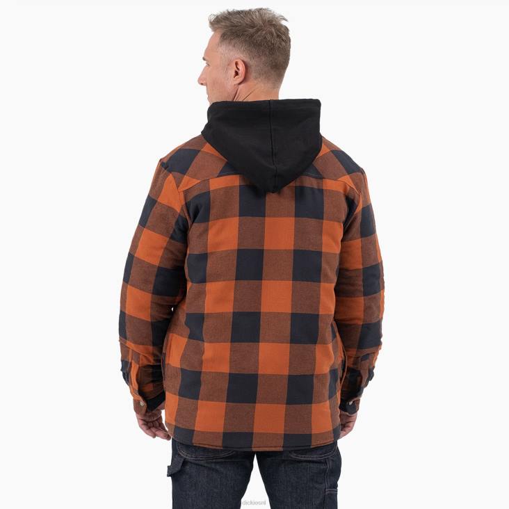 Heren Dickies Relaxed fit icon gewatteerd flanellen hemdjack met capuchon peperkoek buffelplaid (gpb) kleding 6F0X1005