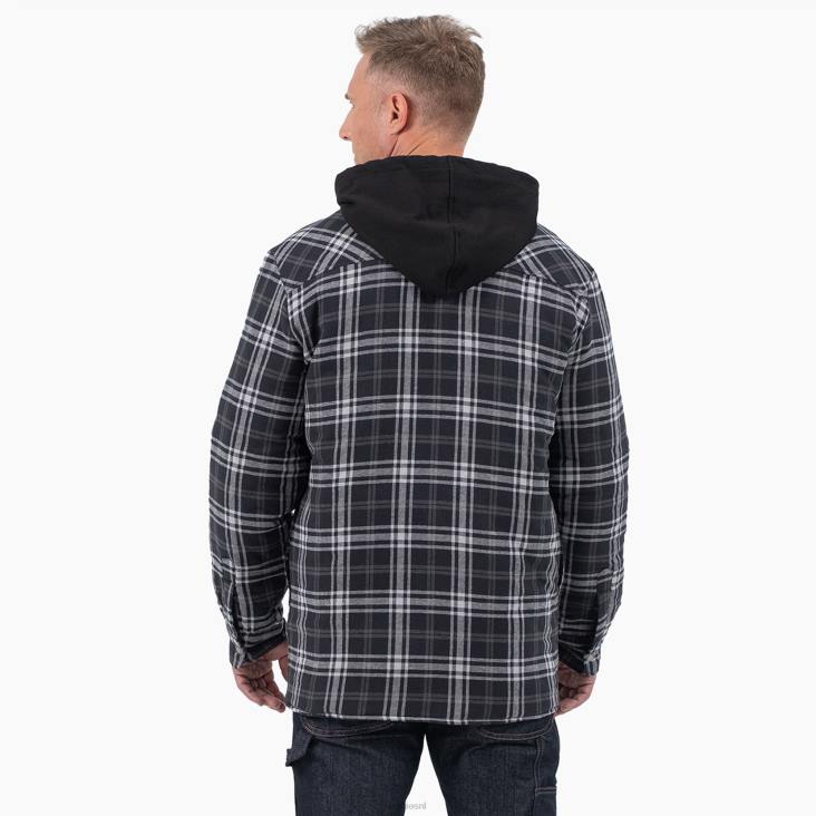 Heren Dickies Relaxed fit icon gewatteerd flanellen hemdjack met capuchon zwart/antraciet plaid (wbc) kleding 6F0X1009