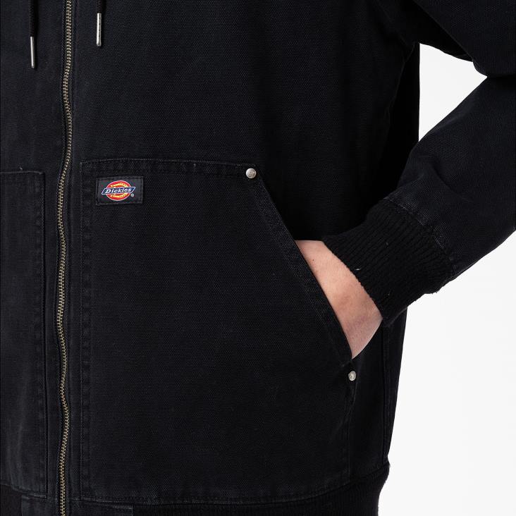 Heren Dickies bomberjack met capuchon stonewashed zwart (sbk) kleding 6F0X1163