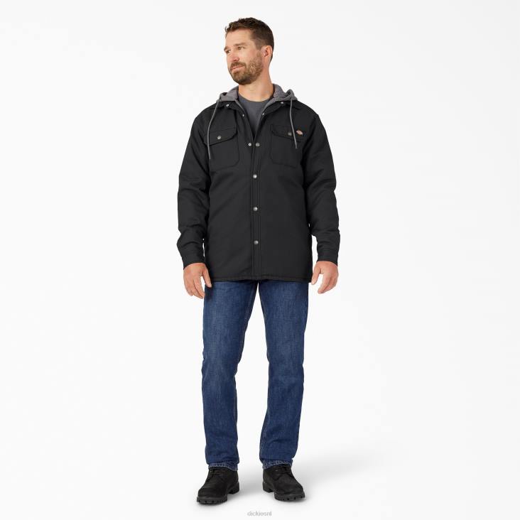 Heren Dickies eend canvas overhemdjack met capuchon zwart (bk) kleding 6F0X999