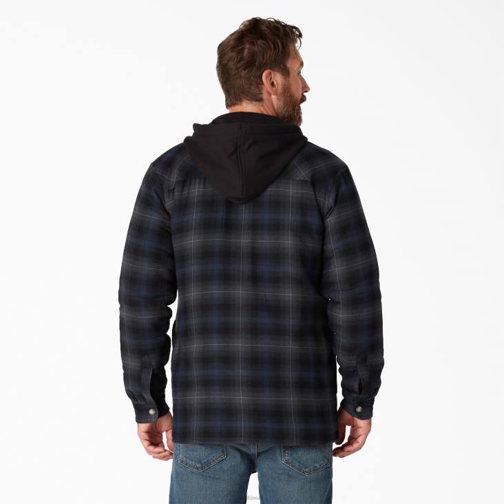 Heren Dickies flanellen overhemdjack met dwr zwarte inkt marine ombre plaid (b2p) kleding 6F0X1060