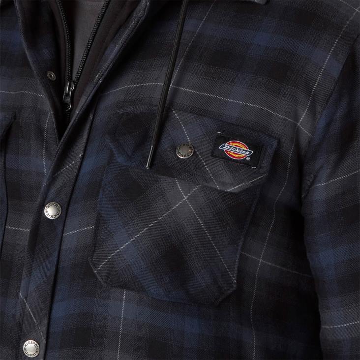 Heren Dickies flanellen overhemdjack met dwr zwarte inkt marine ombre plaid (b2p) kleding 6F0X1060