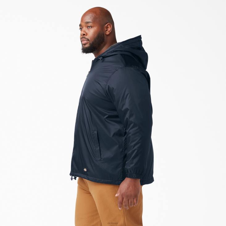 Heren Dickies fleece gevoerd nylon jack met capuchon donker marineblauw (dn) kleding 6F0X1047
