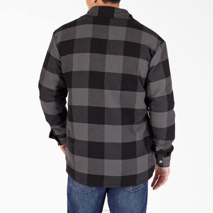 Heren Dickies hoogpolig fleece gevoerd flanellen overhemdjack zwart donker leisteen buffel plaid (tp1) kleding 6F0X1079