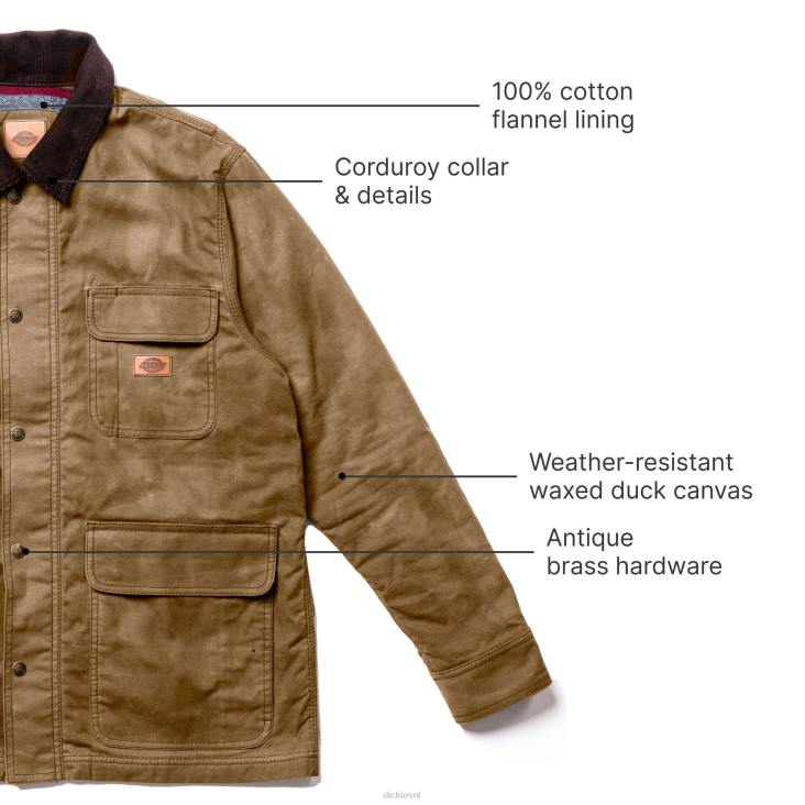 Heren Dickies jas van gewaxt canvas eikel (ac2) kleding 6F0X1014