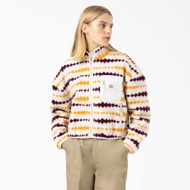 vrouwen Dickies Falkville fleecejack ecru/druif (egd) kleding 6F0X2360