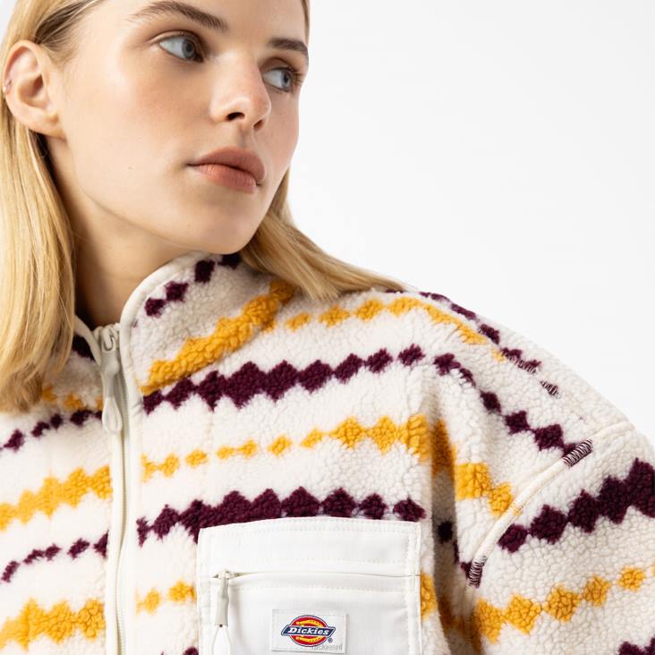 vrouwen Dickies Falkville fleecejack ecru/druif (egd) kleding 6F0X2360
