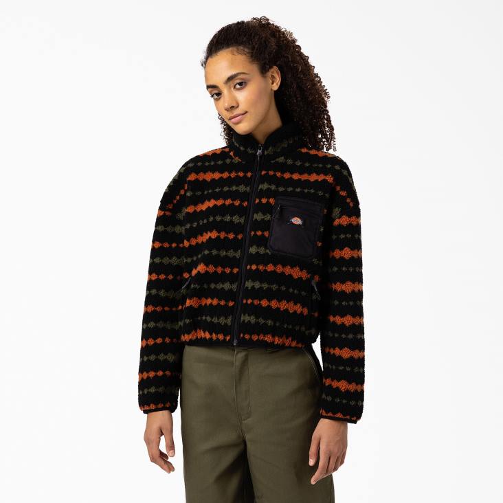 vrouwen Dickies Falkville fleecejack zwart/militair groen (bmn) kleding 6F0X2359