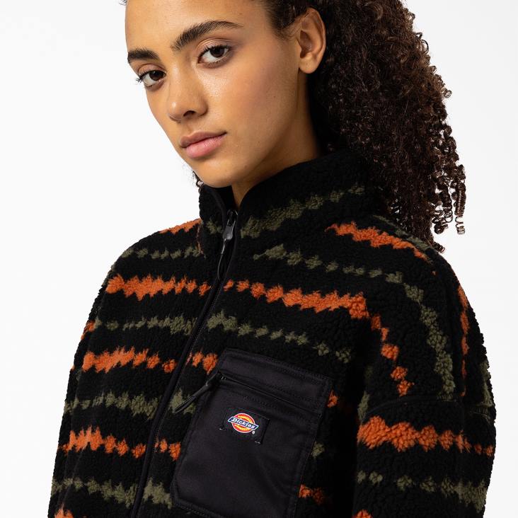 vrouwen Dickies Falkville fleecejack zwart/militair groen (bmn) kleding 6F0X2359