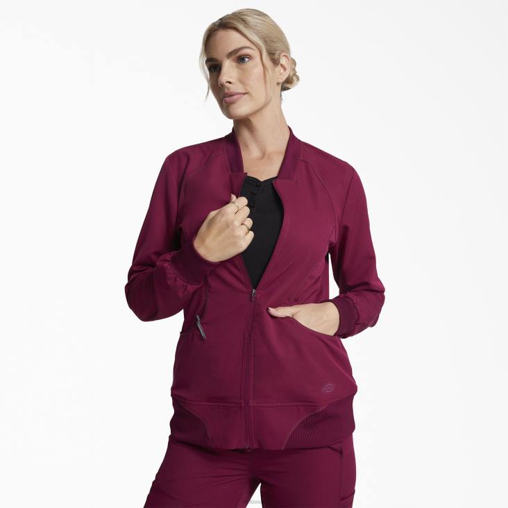 vrouwen Dickies dynamix scrubjack met ritssluiting aan de voorkant wijn (winnen) kleding 6F0X2632