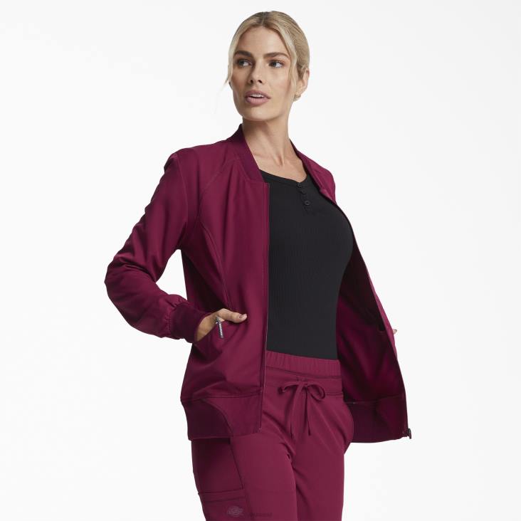 vrouwen Dickies dynamix scrubjack met ritssluiting aan de voorkant wijn (winnen) kleding 6F0X2632