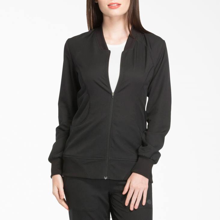 vrouwen Dickies dynamix scrubjack met ritssluiting aan de voorkant zwart (zwart) kleding 6F0X2626
