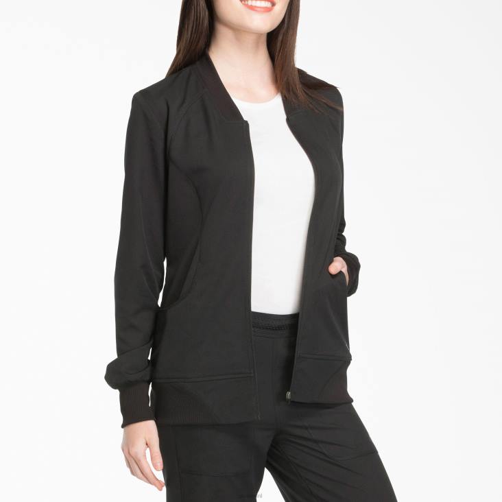 vrouwen Dickies dynamix scrubjack met ritssluiting aan de voorkant zwart (zwart) kleding 6F0X2626