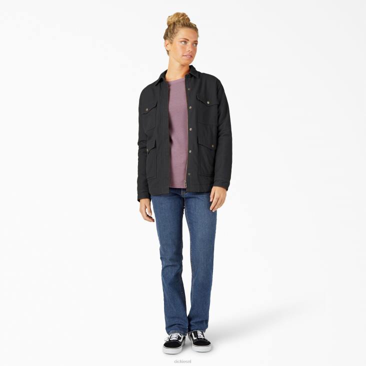 vrouwen Dickies eend hoogpolig fleece gevoerde karwei jas gespoeld zwart (rbkx) kleding 6F0X2377