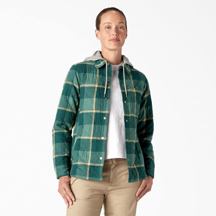 vrouwen Dickies flanellen overhemdjack met capuchon wilde eend campingplaid (a2v) kleding 6F0X2274