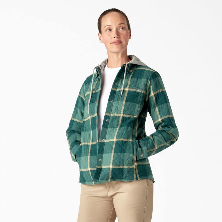 vrouwen Dickies flanellen overhemdjack met capuchon wilde eend campingplaid (a2v) kleding 6F0X2274