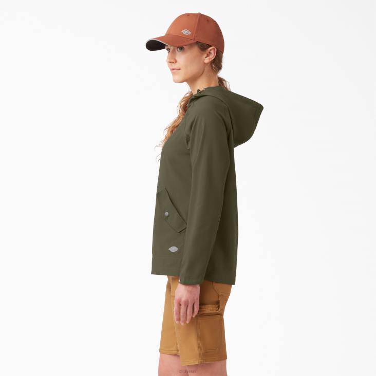 vrouwen Dickies performance jack met capuchon militair groen (ml) kleding 6F0X2381
