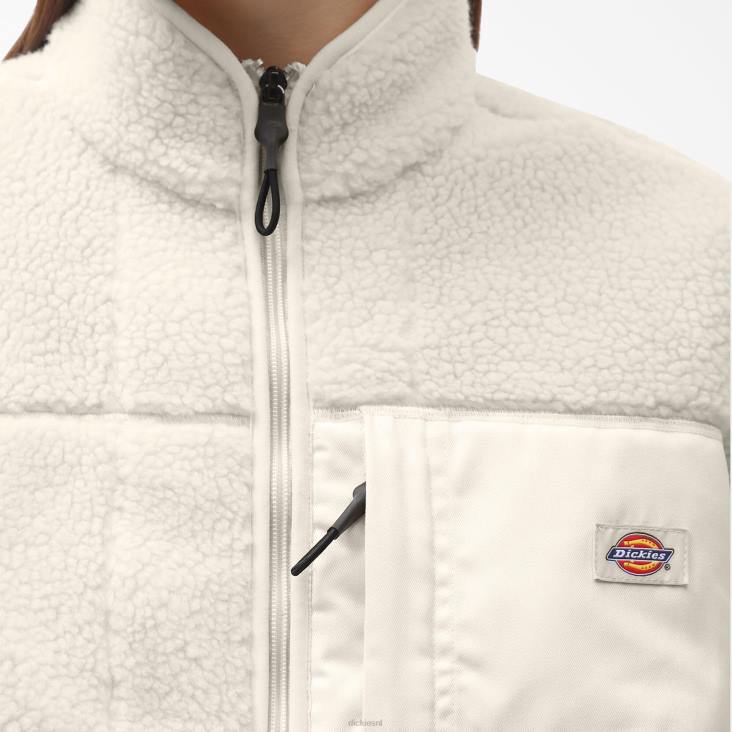 vrouwen Dickies rode parachute fleece jas wit (wh) kleding 6F0X2316