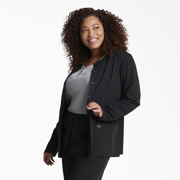 vrouwen Dickies xtreme stretch jack met drukknopen aan de voorkant zwart (zwart) kleding 6F0X2645