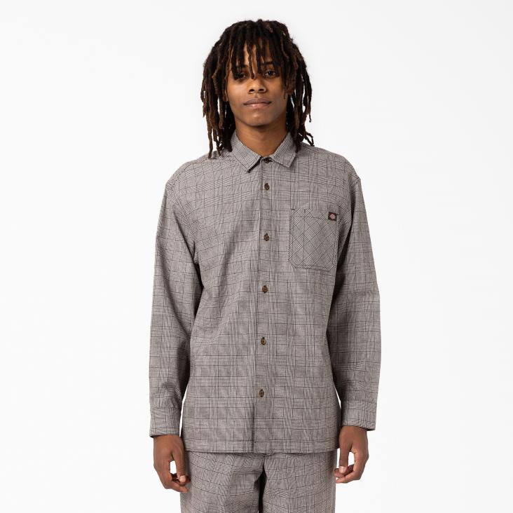Heren Dickies Bakerhill overhemd met lange mouwen bruine plaid (bp3) kleding 6F0X941